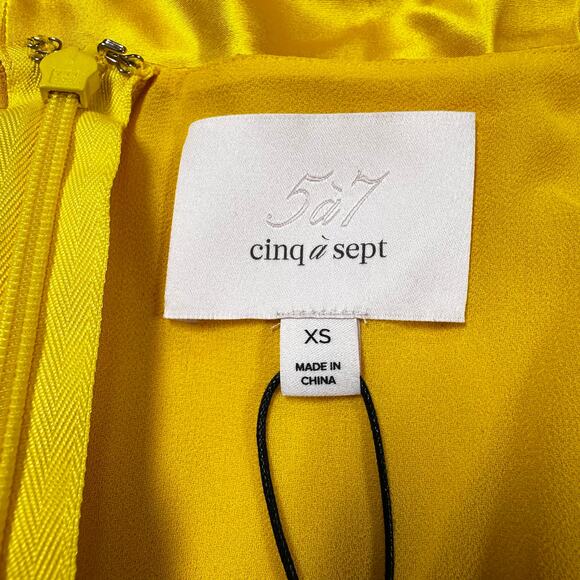 Cinq A Sept Flutter Sleeve Yellow Silk Blouse Women's Size XS New Without Tags - Picture 5 of 10